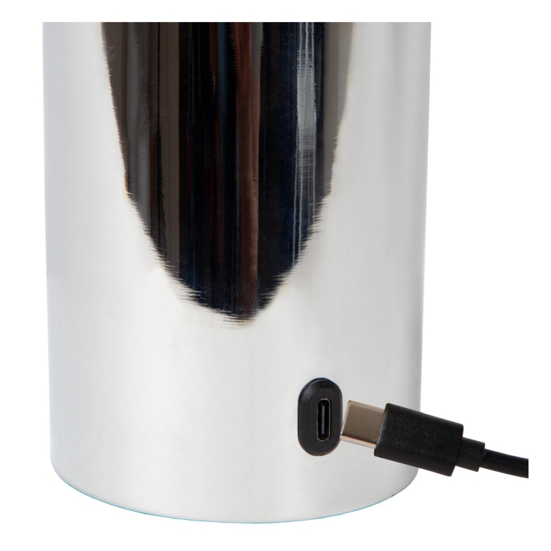 Lucide VIVO - Rechargeable Table lamp - Battery pack - Ø 8 cm - LED Dim. - E27 - 1x1W 2700K - Chrome